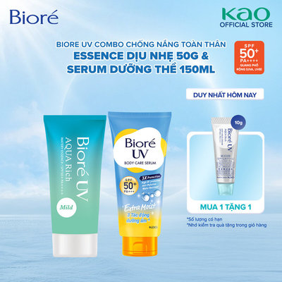 Biore UV Combo chống nắng toàn thân Essence Màng nước Dịu nhẹ Mild 50g & Serum dưỡng thể kháng bụi dưỡng ẩm 150ml