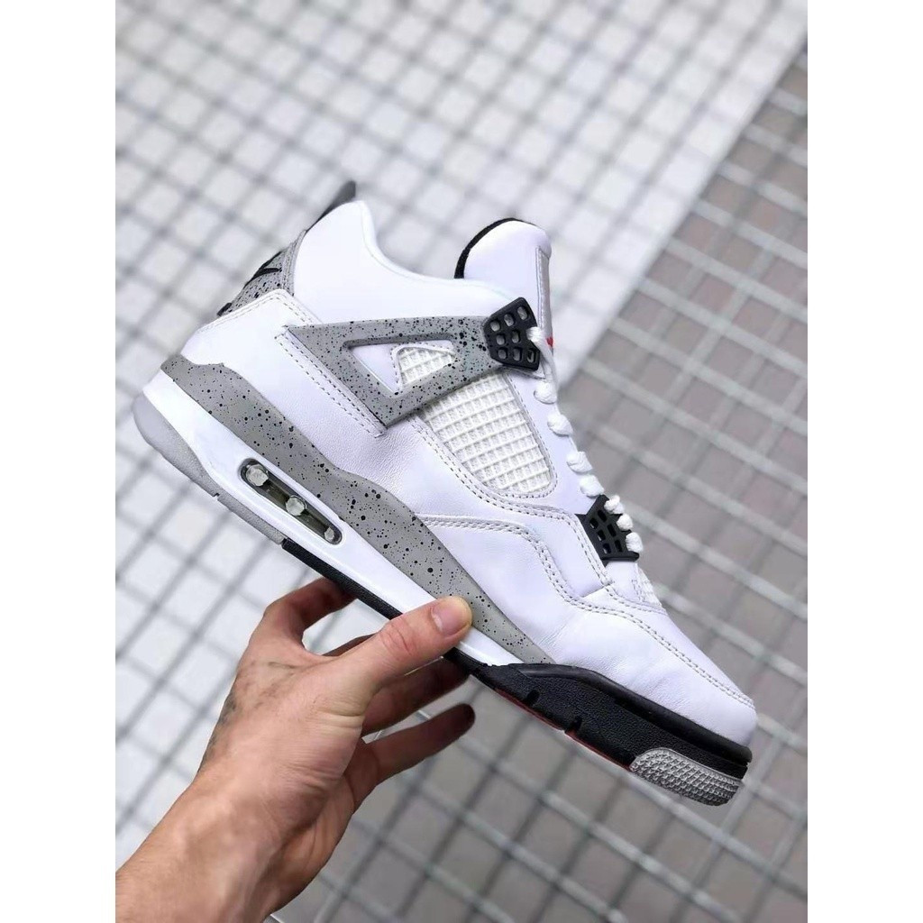 Giày bóng rổ trắng Air Jordan 4 AJ4 Retro White Cement (2012) 308496-104