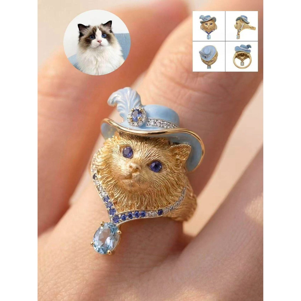{Muppet Gentleman} Vòng Mèo Muppet Thú Cưng Dễ Thương Giả Sapphire Men Ánh Sáng Đầy Màu Sắc Sang Trọ
