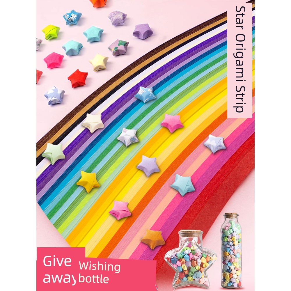 giấy gấp sao dạ quang giấy gấp sao 1000 tờ giấy gấp hạc Ngôi Sao Đầy Màu Sắc Origami Chai Thủy Tinh 