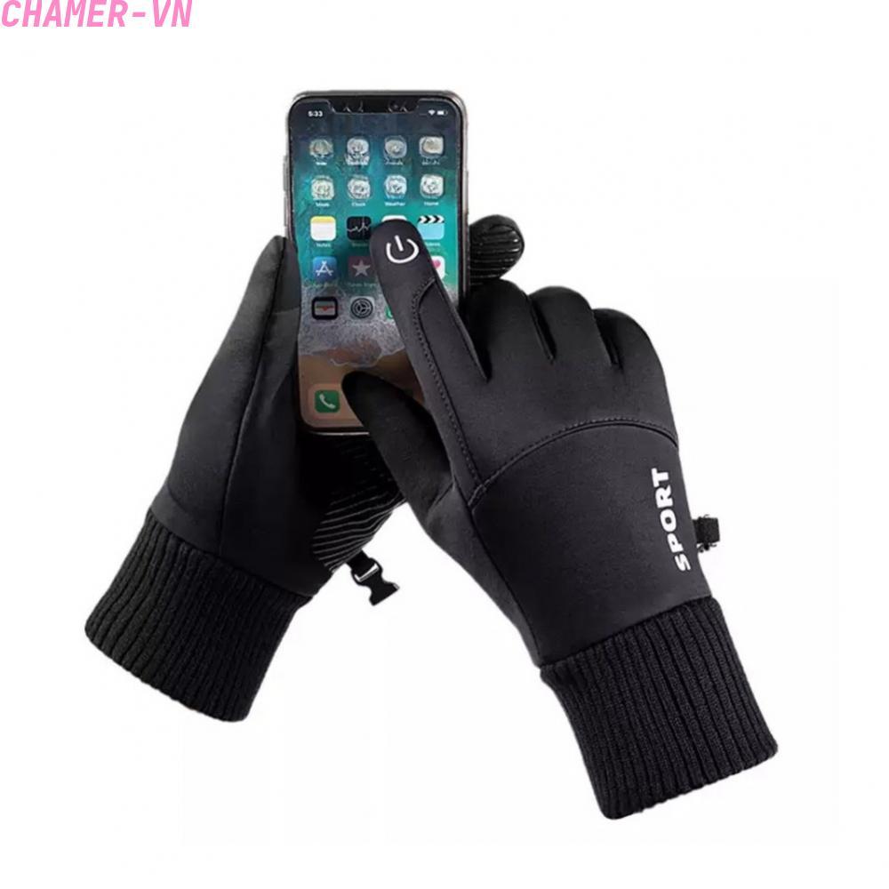 【CHAMER】Winter Thermal Riding Gloves Fleece Lined Screen Compatible Windproof Motorcycle【HomeLiving】