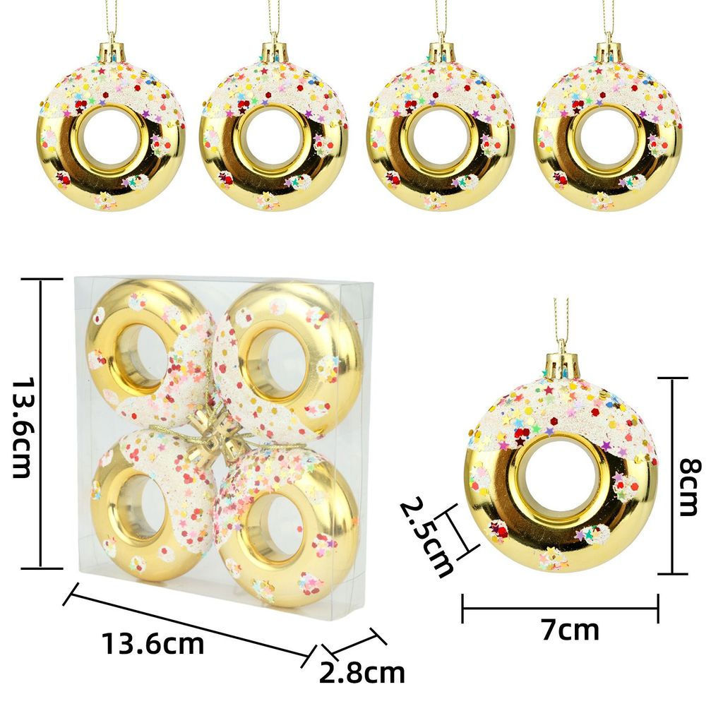Bread10y New Decorative Items Plastic Christmas Tree House, Christmas Donuts, New Pendants, Candy Ri