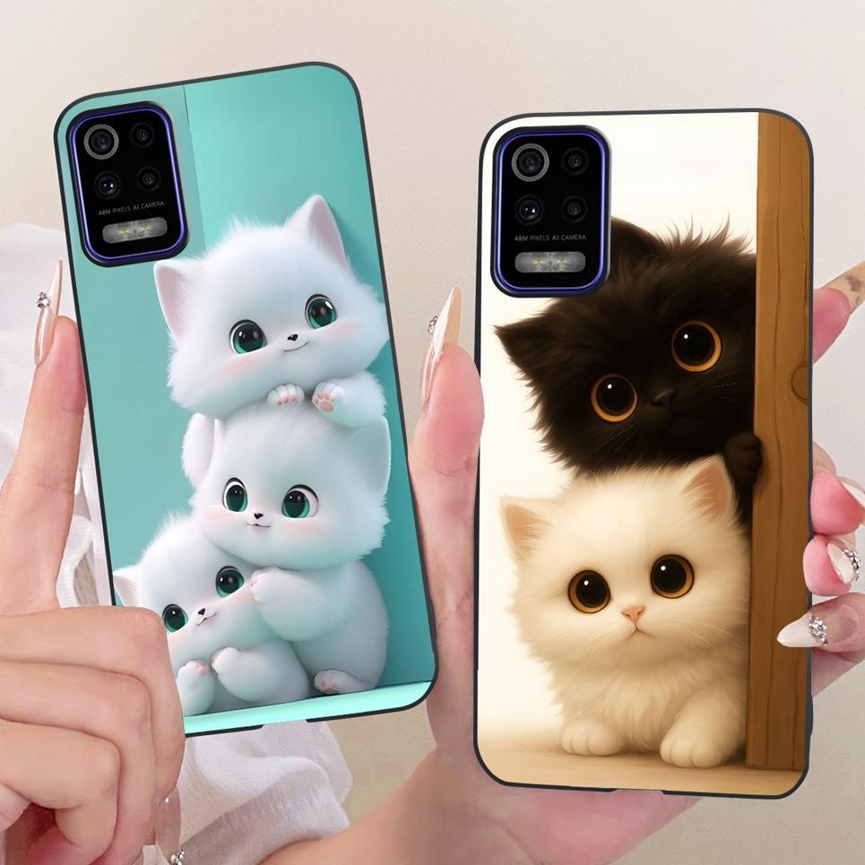 Vỏ Mềm Màu Đen Cho LG K52 Q52 2020 Ốp lưng Hoa Bướm Mèo Dễ Thương Túi May Mắn Nơ Họa Tiết Ốp Lưng Si