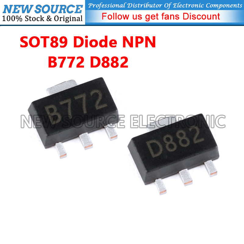 [5-20 chiếc] B772 D882 SOT89 Diode SMD NPN Transistor lưỡng cực Nguồn mới