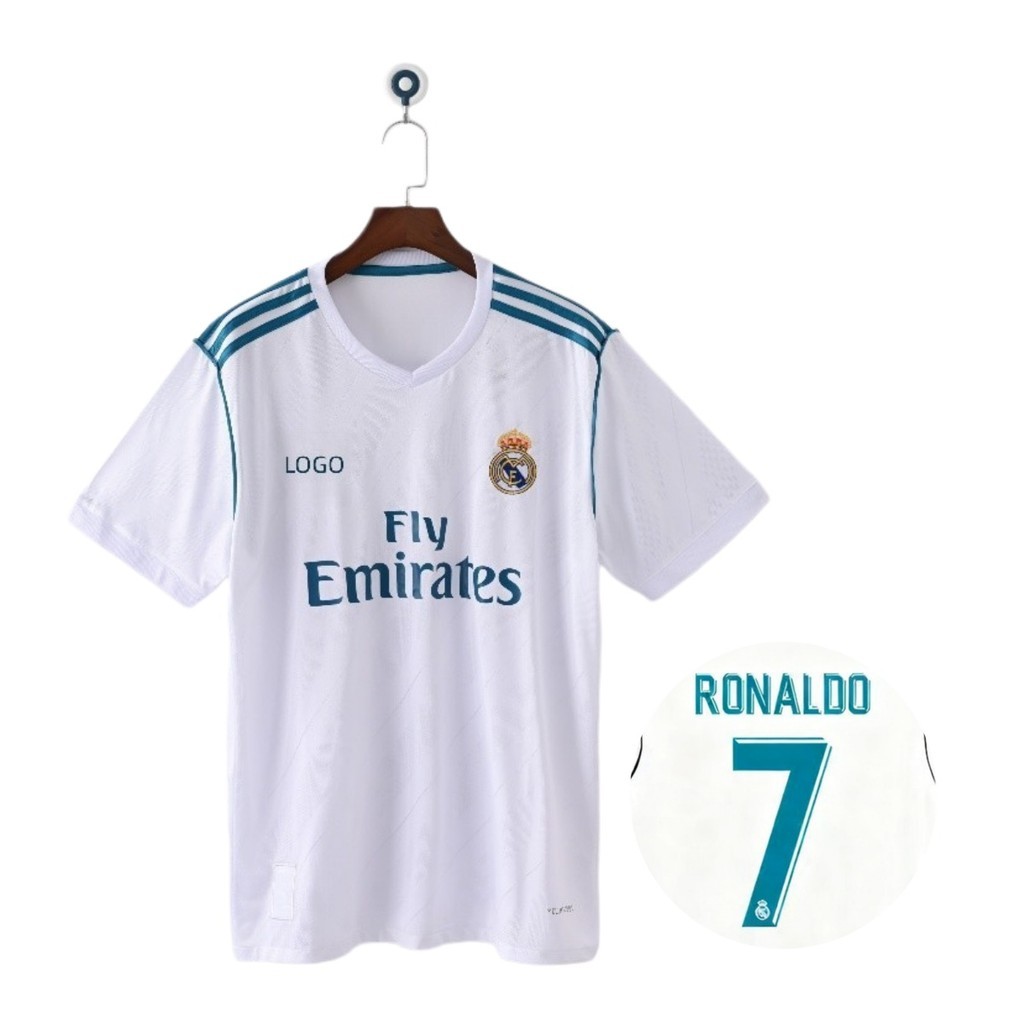 2017 / 18 Real Madrid Home Retro Edition Áo Bóng Đá Tùy Chỉnh # 7 Ronaldo