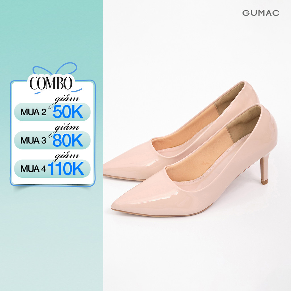 Giày Cao Gót Nữ GUMAC Da Bóng Mũi Nhọn Gót Thanh Mảnh Sang Trọng GF04043
