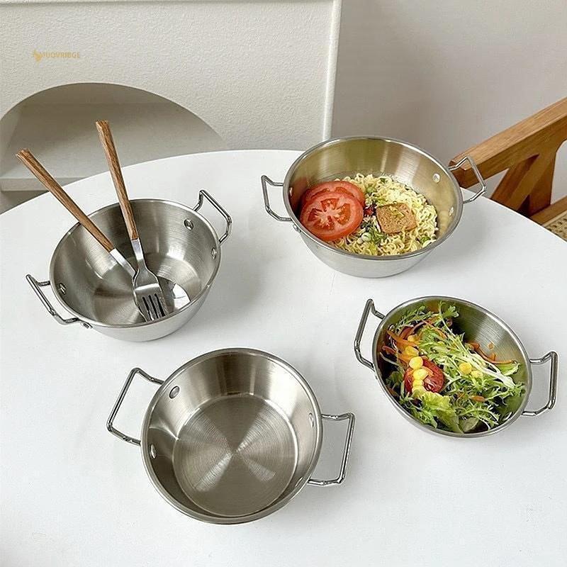 MUQV Nồi cơm hải sản bằng thép không gỉ Nấu ăn tại nhà Paella Pan Dã ngoại Đĩa ốc sên Nồi khô có tay