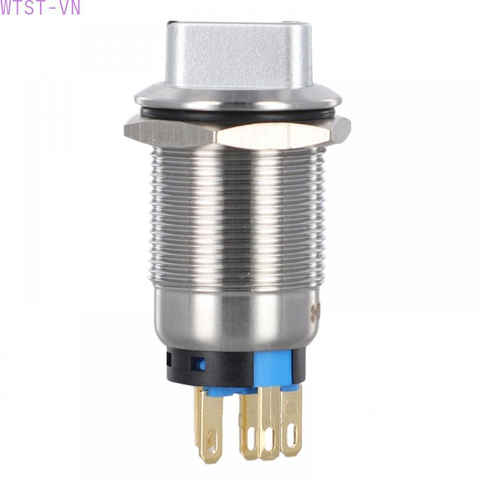 19mm Stainless Steel Rotary Push Button Switch Latching Type 2 Pos 1NO1NC 5A LED
