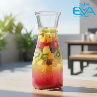 Bình Thủy Tinh Dáng Eo Lớn Cao Cấp Love 500ml Decor Đựng Nước Ép Detox Sang Trọng