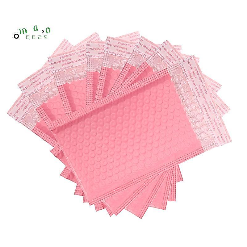 Bộ 50 Túi Phong Bì Bọt Tự Niêm Phong Thư Có Đệm Bao Da Với Bong Bóng Túi Gửi Thư Gói Túi Màu Hồng