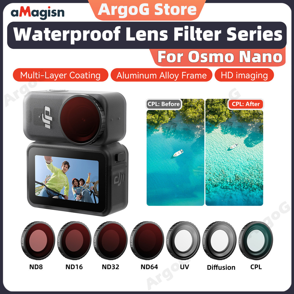 aMagisn Kính lọc cho DJI Osmo Nano UV CPL ND8 ND16 ND32 ND64 1/4 Black Mist Khung Nhôm Chống Nước Ph
