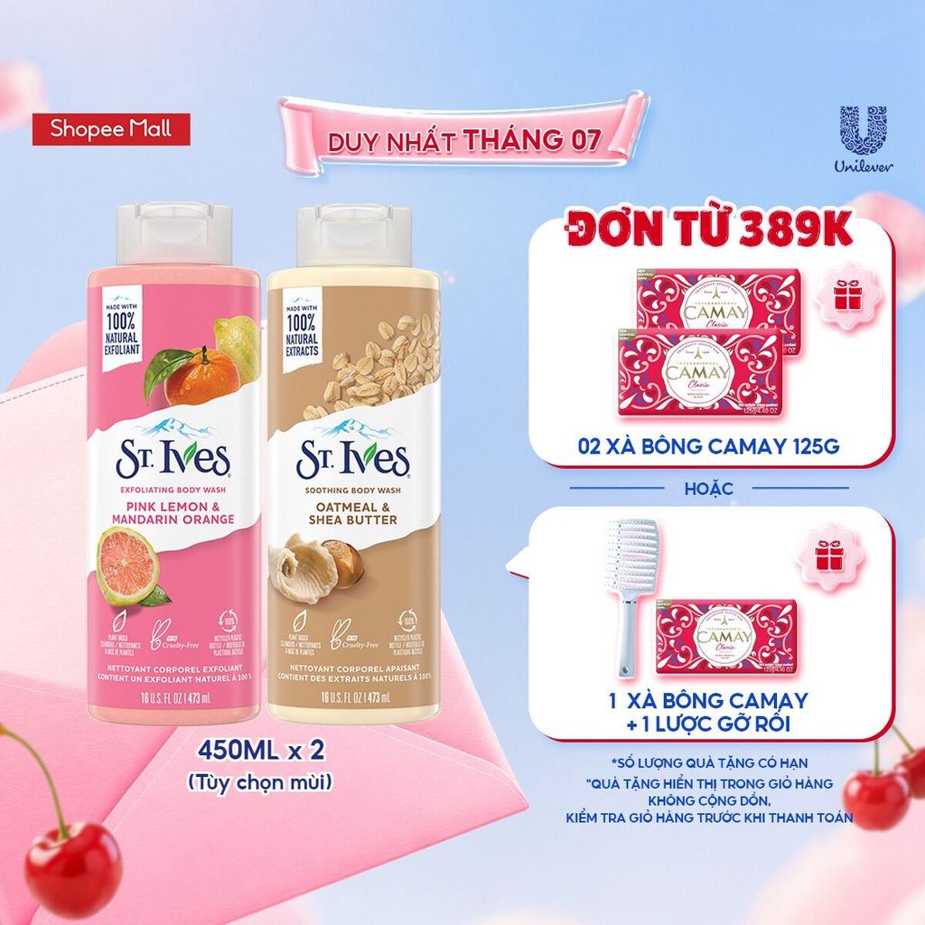 Combo 2 Sữa tắm ST.IVES 450ml (Tùy chọn mùi hương)