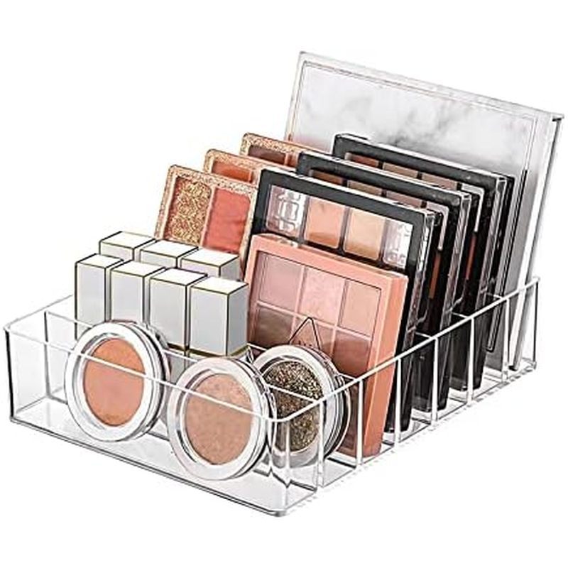 WECHENG Clear Plastic Acrylic Makeup Organizer for Makeup Palette Organizer, 7 Slots Cosmetic Organi
