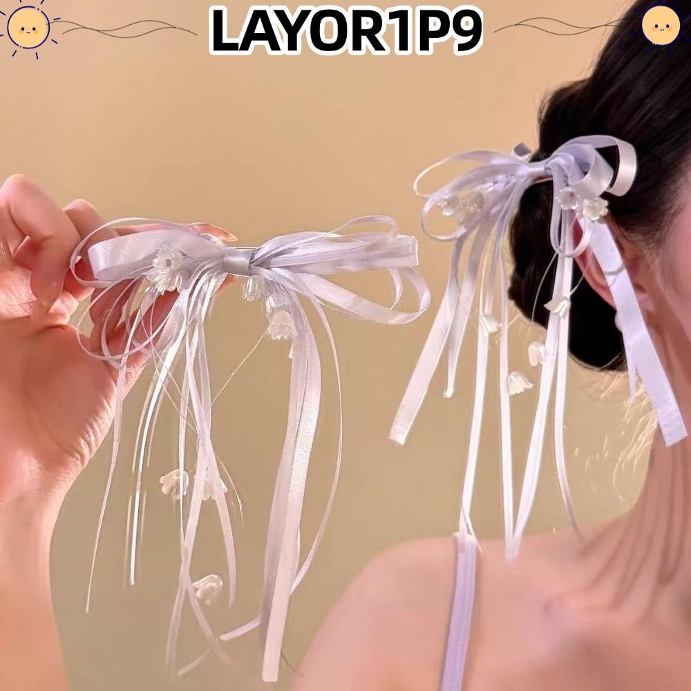 LAYOR1P9 Kẹp Tóc Lily Of The Valley, Sweet Fresh Lily Of The Valley Bow Hair Clip, Phụ Kiện Tóc Lily