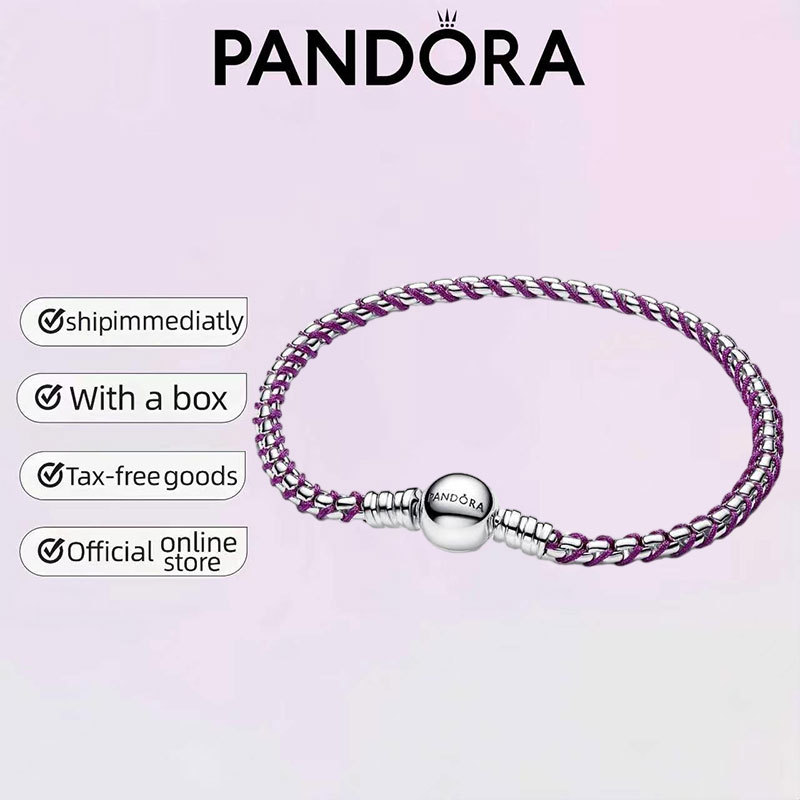 Dây Tím Dây Xích Vòng Tay Pandora 925 Bạc Trang Sức Quà Tặng Tinh Tế Cặp Đôi Bộ Quà Tặng