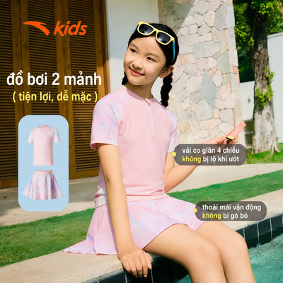 ANTA KIDS Set đồ bơi áo + váy bé gái Bộ Đồ Bơi Hai Mảnh Dành Cho Bé Gái, Chống Clo, Chống Nắng, Nhanh Khô 3826332443