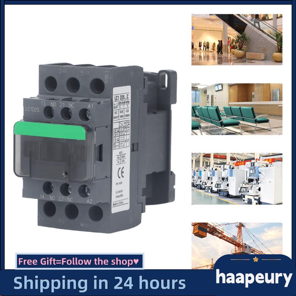 Haape NO NC AC Contactor LC1D25 Hiệu suất cao Khả năng chịu lực mạnh Thay thế cuộn dây đồng an toàn 