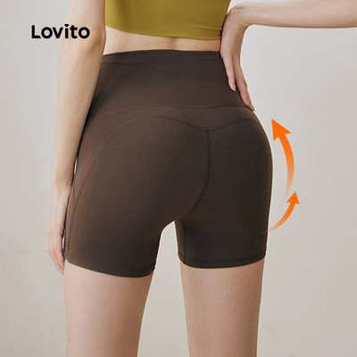 (Phong cách thường ngày) Lovito Quần đùi thể thao thể thao năng động màu đào dành cho phụ nữ LNE116X010