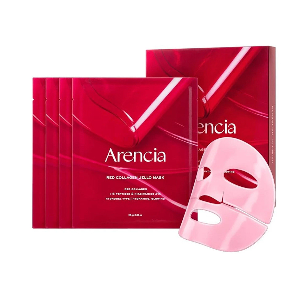 Arencia Red Collagen Jello Mask 4EA Moisturizing Face Mask To Maintain Smooth And Comfortable Skin T