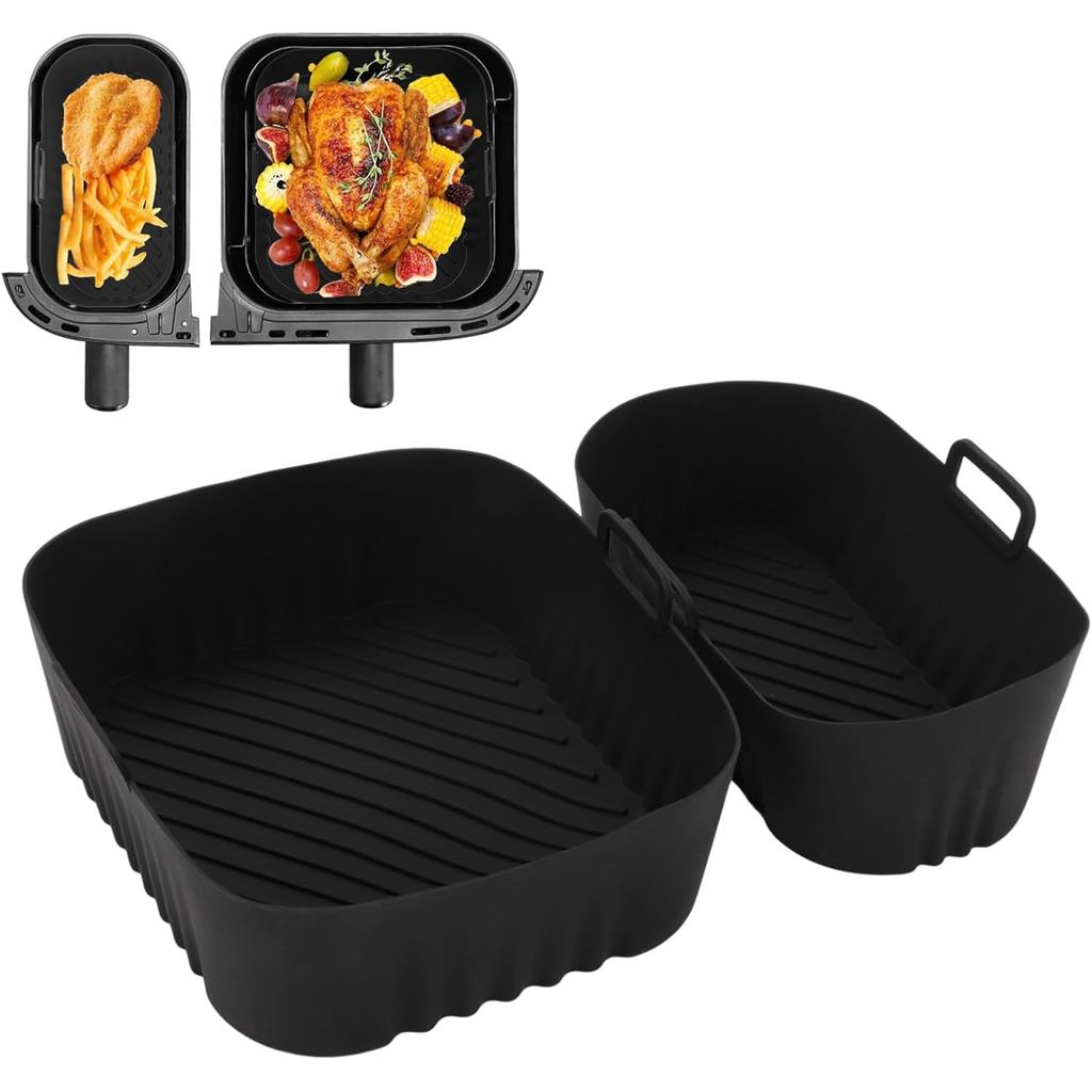 Air Fryer Silicone Liner cho Philips Dual Basket Air Fryer 3000 Series 6L / 3L, 2 gói Phụ kiện lót A