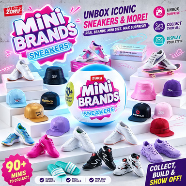 ZURU Mini Brands Sneaker Mystery Capsule – Đồ chơi mở hộp bất ngờ, Bản sao giày mini thực tế kèm phụ