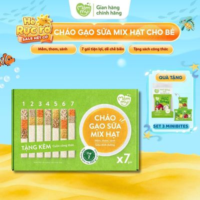 Cháo ăn dặm cho bé Mămmy gạo sữa mix hạt nấu cháo bổ sung dinh dưỡng cho bé từ 8 tháng,7 gói x 50g
