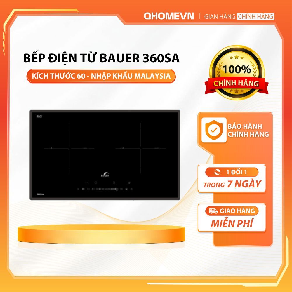 Bếp từ đôi Bauer 360SA - Nhập khẩu nguyên chiếc Malaysia - Kích thước 600 - Bảo hành chính hãng 3 nă