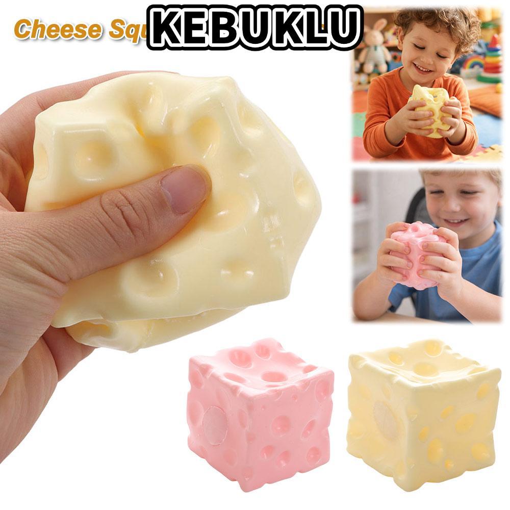 KEBUKLU Shapeable Jumbo Cheese Cube Stress Ball Non-Bounce Anti-Stress Cheese Squeeze Fidget Squishy