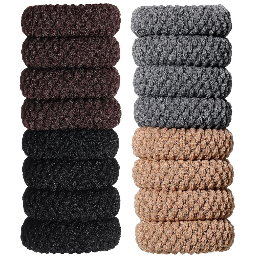 WILLBOND 16 Dây buộc tóc cotton dày, Dây buộc tóc cotton liền mạch, Không nhăn Không gãy Dây buộc tó