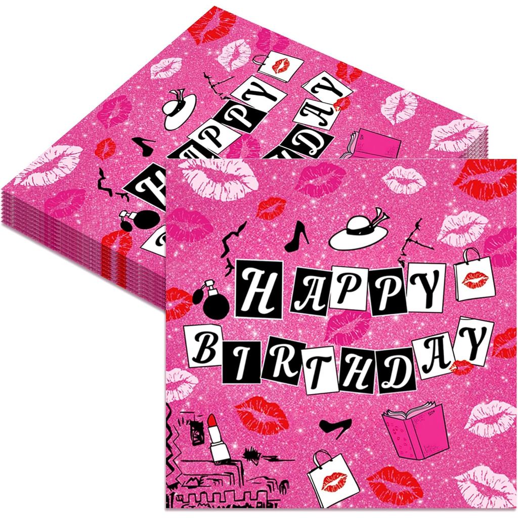 LaVenty 40 Chiếc Mean Girl Đảng Biểu Tượng Khăn Ăn Giấy Mean Girl Đảng Bộ Đồ Ăn Trang Trí Tiệc Bé Gá