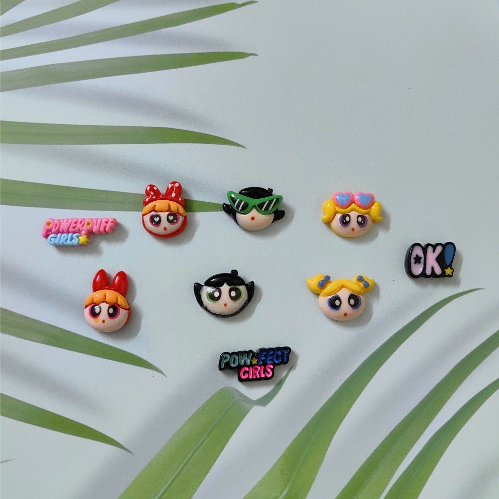 Set Charm Powerpuff Girls Đủ Bộ – Blossom Bubbles Buttercup Chibi, Phụ Kiện Trang Trí Dép CroSS Xinh