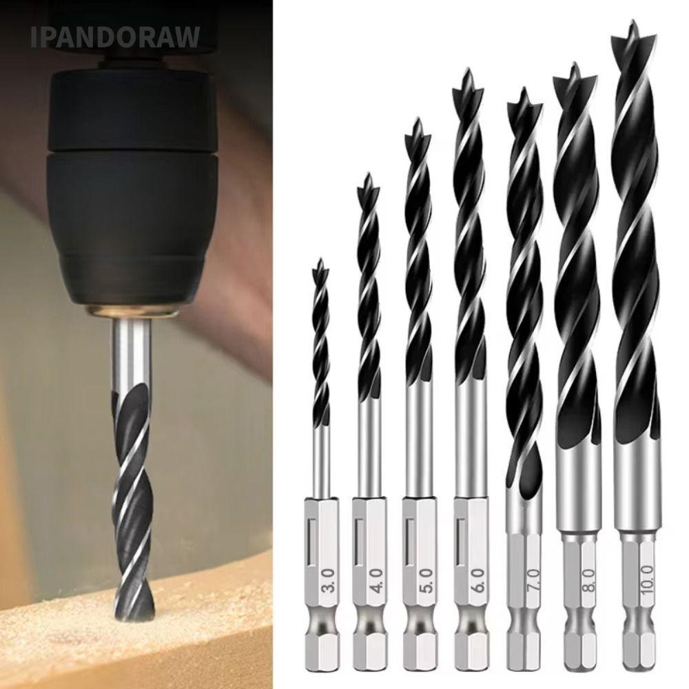 IPANDORAW 5 Mũi khoan chế biến gỗ ba cánh, Mũi khoan xoắn bằng thép Carbon cao 1 / 4 ", Mũi khoan xo