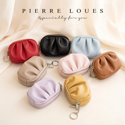 Đám Mây Ruched Mini PU Đôi Dây Kéo Đồng Xu Nữ Ví Đôi Ngăn Dung Tích Lớn Thẻ Ngân Hàng Chìa Khóa Xe Đa Năng Lưu Trữ Ví