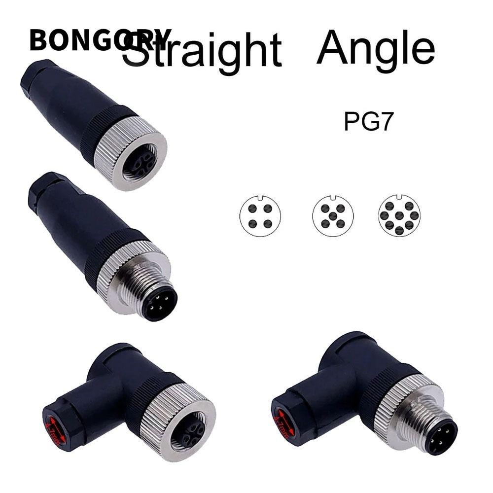 Đầu nối cảm biến BONGORY M12, Đầu nối cảm biến phích cắm hàng không M12, Đầu cáp cảm biến góc PG7 M1