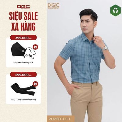 Áo sơ mi ngắn tay DGC Dáng Ôm Perfect Fit chất vải thoáng mát thoải mái - SASNBD164M-S