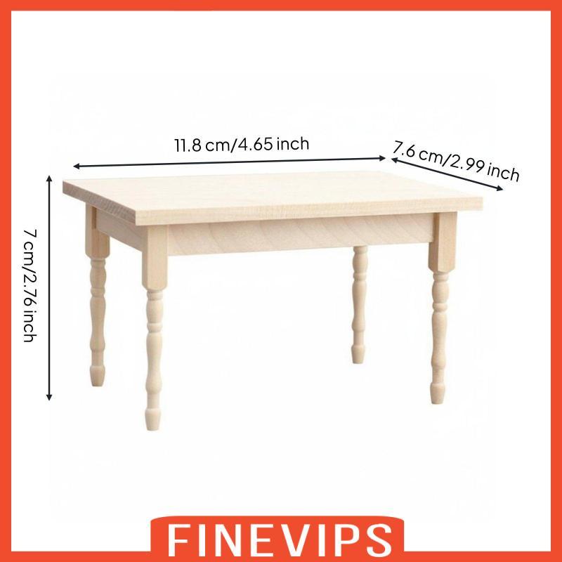 [Finevips] Bàn nhà búp bê tỷ lệ 1: 12 DIY Endeavor Nội thất tỷ lệ 1: 12 Thiết kế đơn giản Bàn búp bê