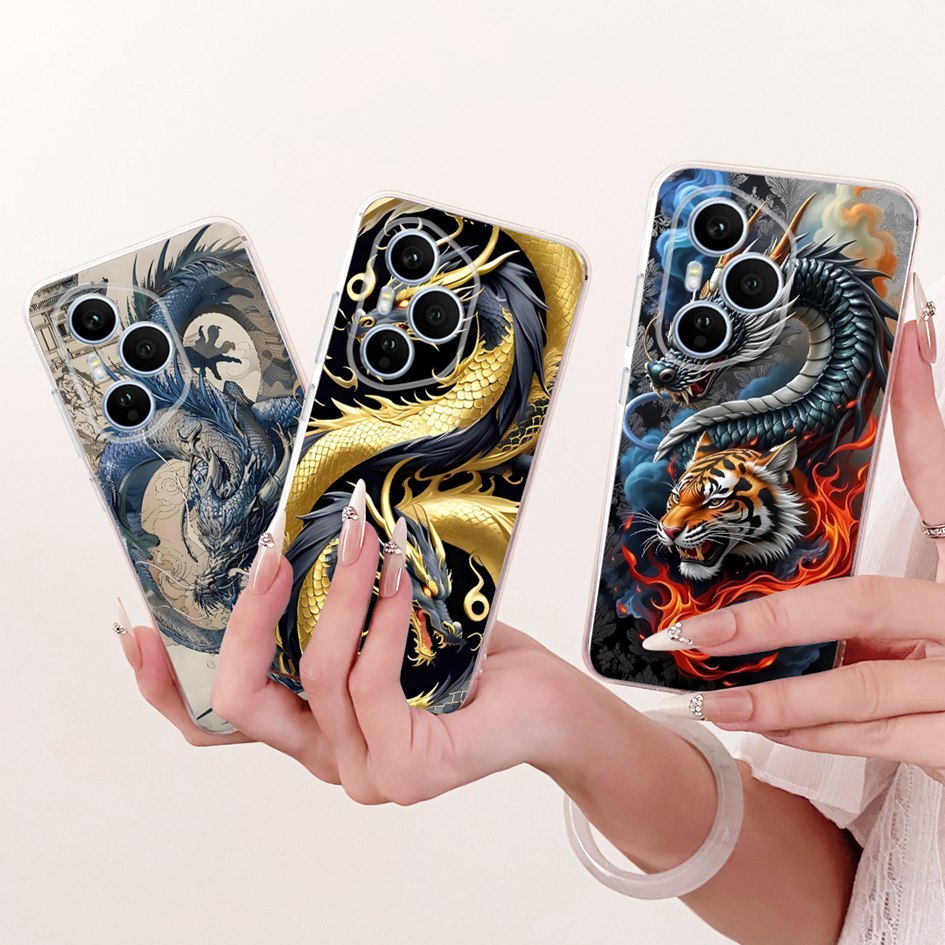 Dành Cho Honor 400 Vỏ DNY-NX9 Sang Trọng Rồng Hổ Sơn Bao Silicon Mềm Vỏ Bảo Vệ Cho Honor 400 Pro DNP