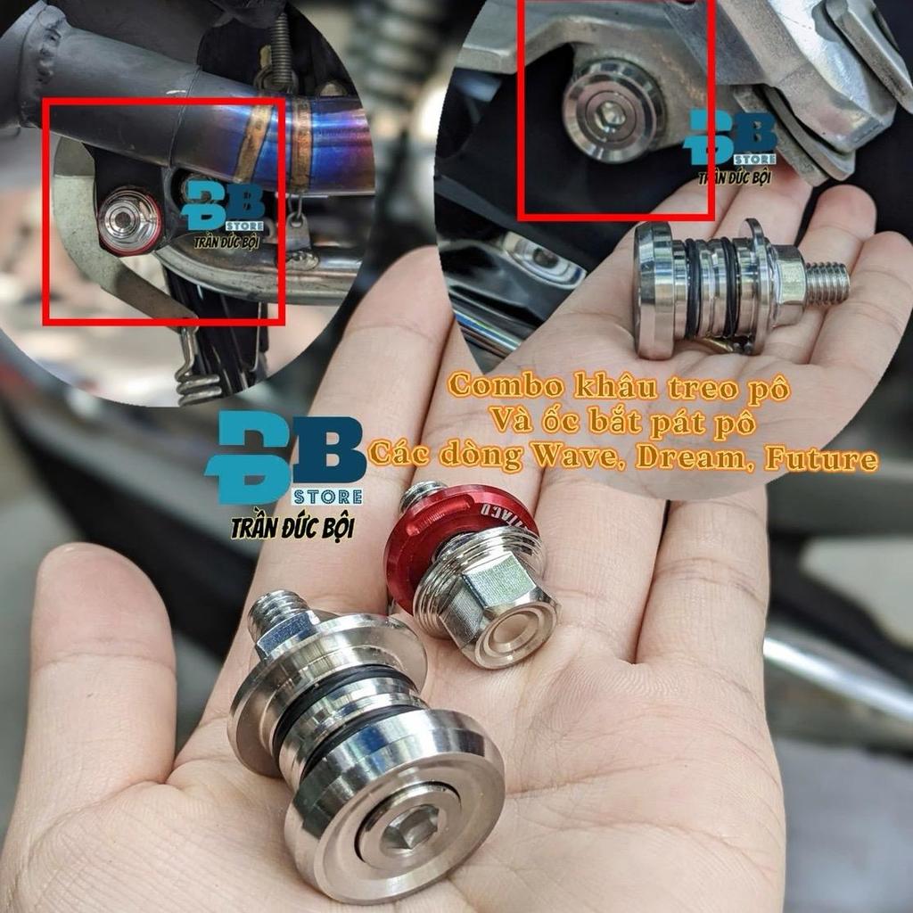 Bộ combo khâu treo pô và ốc bắt pát pô inox 304 cho xe Wave Dream Future (trừ Wave A110)