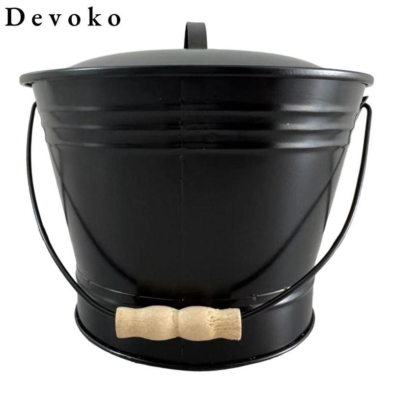 Xô tro lò sưởi Devoko, đa năng, chịu nhiệt, Xô than, Dụng cụ lò sưởi cho bếp đốt gỗ, nướng