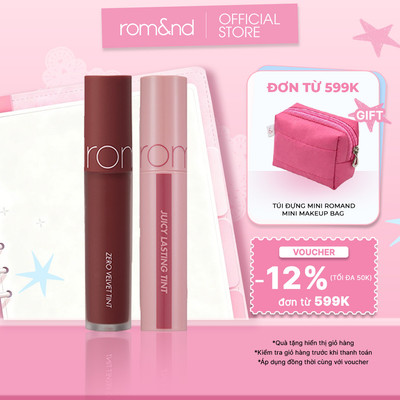Combo Son Tint Romand Juicy Lasting Tint Ripe Fruit 5.5g + Son kem Romand Zero Velvet Tint 5.5g