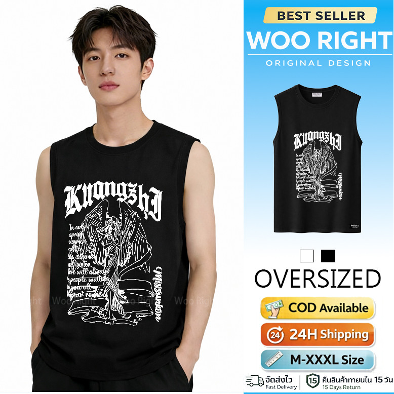 COD Woo Right Tối Giản Họa Tiết Ngực Đen Tank Top Bird Quảng Tây Vai Wu Wright Thiết Kế Trừu Tượng T