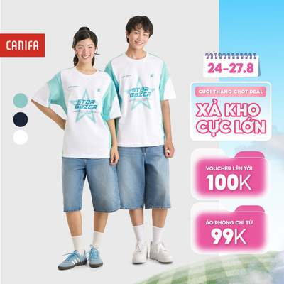 Áo phông unisex người lớn ngắn tay phong cách thể thao CANIFA 5TS26S009