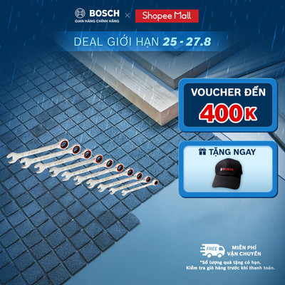 Bộ Cờ Lê 10 Món Thép Trắng Bosch 1600A02AU0 – Sáng Bóng, Bền Bỉ, Hiệu Suất Cao Chuẩn Đức