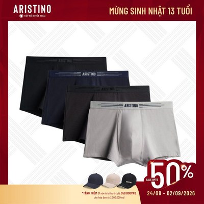 [Combo 4] ARISTINO Quần Lót Nam Boxer Cotton Organic ABX001EXP04 Mềm Mại Thấm Hút Co Giãn Thoải Mái