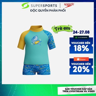 Đồ Bơi Hai Mảnh Bé Trai Speedo Digital Short Sleeve - Nhiều Màu - 8-00384416243
