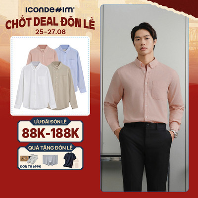 Áo Sơ mi Linen Nam ICONDENIM Tay Dài Pale Wave Form Regular SMID0239