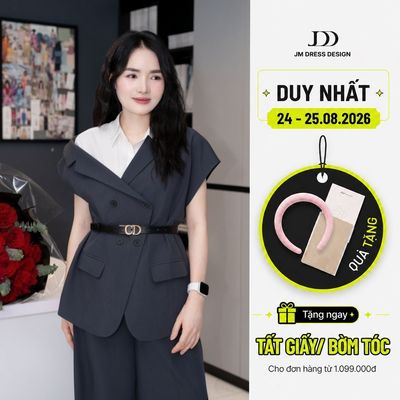 Set Áo Blazer tay chồm 5B02.2502K, Quần ống suông thêu túi cơi 3P02.2502K, set đồ công sở thanh lịch trẻ trung thiết kế