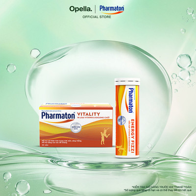 Bộ 1 Thực Phẩm Bảo Vệ Sức Khỏe Pharmaton Vitality Dạng Vỉ Hộp 50 Viên + Thực phẩm bảo vệ sức khỏe Pharmaton Energy Fizzi