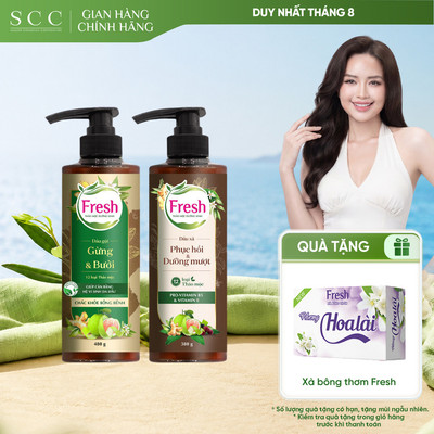 Combo Dầu Gội & Dầu Xả FRESH Thảo Mộc Dưỡng Sinh Chắc Khỏe Bồng Bềnh 480g + Phục Hồi Và Dưỡng Mượt 380g
