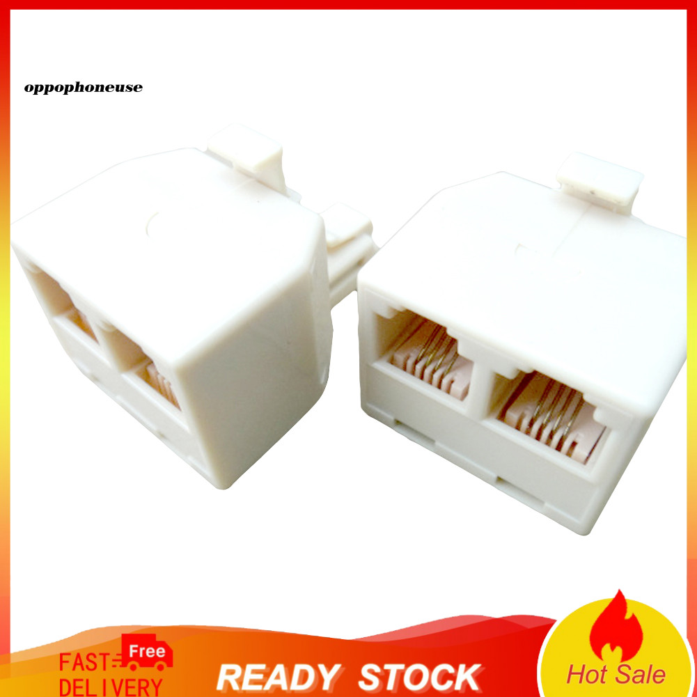[Còn hàng] 2 cách 6P4C Ổ cắm điện thoại Jack Line Splitter Adapter Connector Separator
